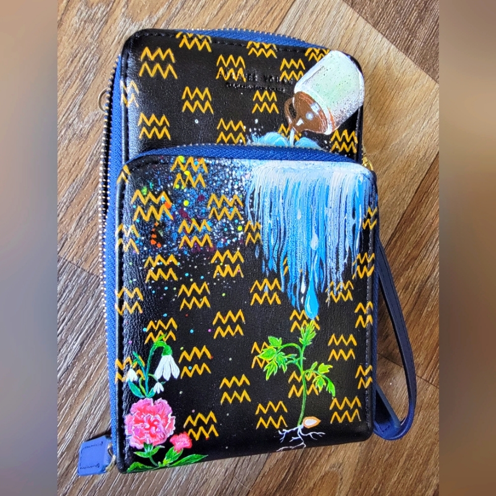 Hand painted wallet/crossbody